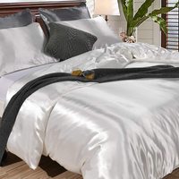 Ensemble de literie en satin soyeux de luxe pour hôtel et maison, doux et durable, 3 pièces, housse de couette et taie d'oreiller