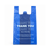 Sacs en plastique HDPE bleu cobalt, imprimés « Merci » en blanc, recyclables, imperméables, réutilisables, sacs de courses, vente en gros pour les épiceries