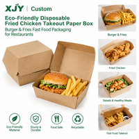 Boîte à emporter en papier écologique personnalisée XJY pour poulet frit, hamburgers et frites, emballage pour la restauration rapide