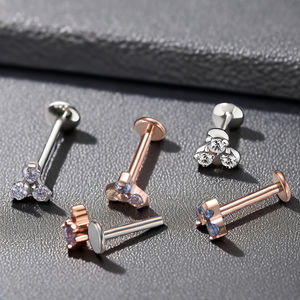 Fuxuan ASTM F136 titanio oro rosa PVD zircone Trio elica orecchio Piercing Labret con diamante Daith Tragus orecchini da <span class=keywords><strong>donna</strong></span> - Product Image 5