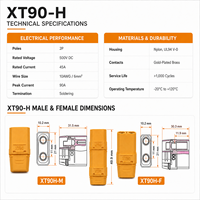 Connecteur XT90-H avec capuchon, ensemble mâle-femelle, prise d'alimentation pour batterie, plaqué or de précision, coupleur à courant constant 45A
