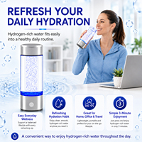 Bouteille Générateur d'Eau Hydrogénée Portable 1200ppb SPE PEM, Ioniseur d'Eau Riche en Hydrogène avec Membrane DuPont, Usage Domestique 440ml