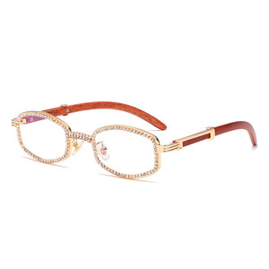 Nouvelles Lunettes de Soleil Rondes Vintage à Monture Diamantée, Branches Effet Bois, Verres Miroir, Mode Extérieure, Lunettes de Luxe pour Hommes - Product Image 4