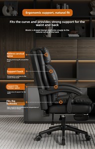 Silla de Oficina 817Home, Cómoda <span class=keywords><strong>para</strong></span> Estar Sentado por Tiempo Prolongado, Ajustable, Reclinable, Ergonómica, de Cuero, Ejecutiva, Moderna y Ligera - Product Image 4
