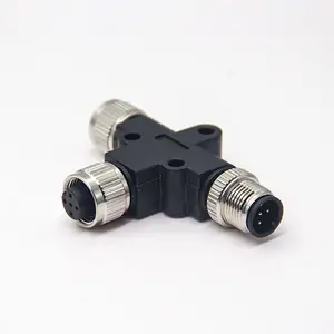 5Pin 5 Pin A Coding Screw Thread Type Connector M12 One Male to Two Female T-type Splitter Adapter