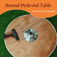 Mesa de Comedor con Pedestal de 30 Pulgadas - Plegable, con Marco de Hierro, Ecológica, Duradera, Portátil, Fácil de Limpiar, para Muebles de Hotel, Casa de Campo, Exterior
