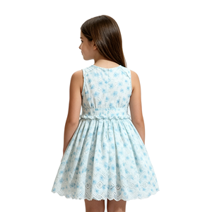 Vestido Floral Personalizado A&J BSCI para Hermanas, con Dobladillo Festoneado, Cuello en V, Lazo en la Cintura, 200G Algodón, 4 Colores, ODM 2026 - Product Image 2