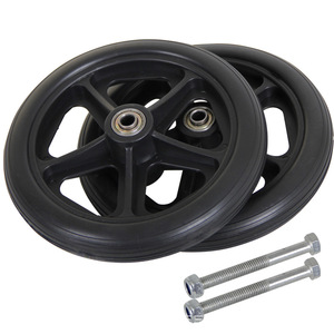 Roues pivotantes noires de 7 pouces avec boulons d'axe pour utilisation avant sur fauteuil roulant - Product Image 1