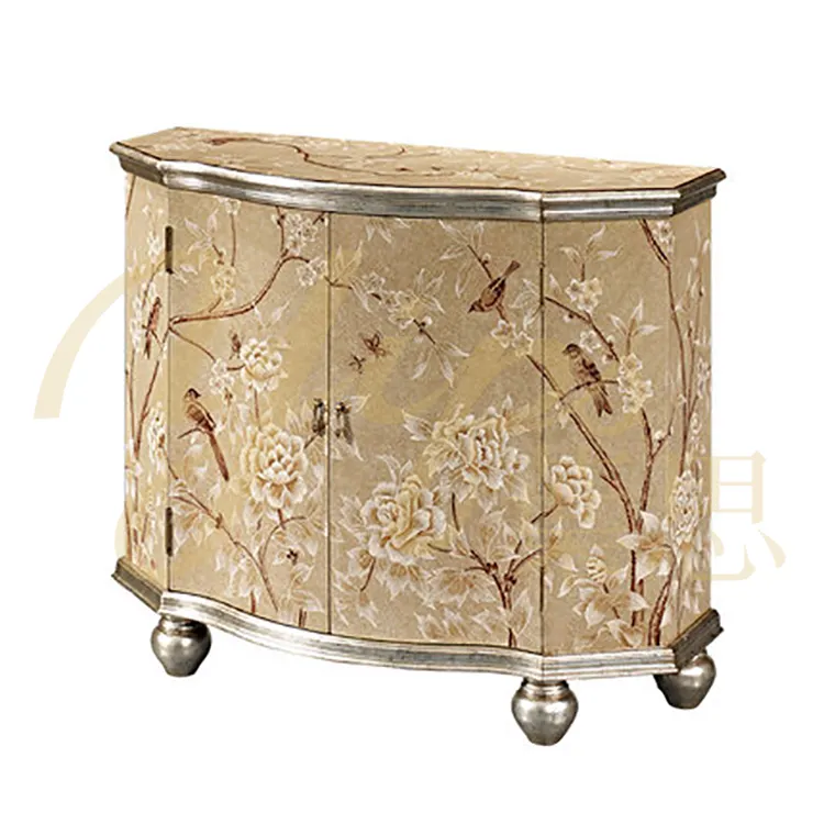 Yips LDC-0756 nuova serie Chinoiserie dipinta a mano motivo floreale e uccello classico armadio laterale soggiorno di lusso