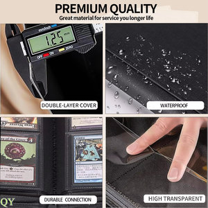QY 4 Pocket Waterproof PU Trading <b>Card</b> <b>Binder</b> 128 Slot Collection Album with Removable Sleeves <b>Card</b> Holder - Product Image 4
