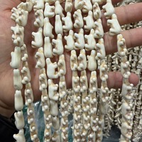Perles en pierre howlite blanches et turquoise en forme de petits animaux mignons (girafe, tortue, chien, ours, poisson, éléphant) pour la fabrication de bijoux DIY