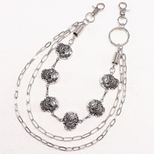 โซ่คาดเอวเดนิมสไตล์ฮิปฮอป ประดับหัวกะโหลกและสปริง โซ่คล้องกางเกงหลายชั้นสำหรับผู้หญิง เครื่องประดับแฟชั่นวินเทจ - Product Image 6