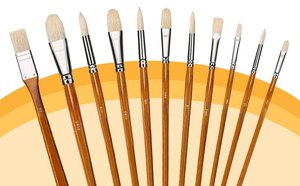 BOMEIJIA 11 pz professionale 100% naturale setola di maiale <span class=keywords><strong>pennelli</strong></span> <span class=keywords><strong>per</strong></span> pittura acrilica e olii - Product Image 4