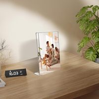 Support de menu en acrylique en forme de L, moderne, écologique, personnalisé, avec étagère coulissante pour une montage facile, pour une utilisation en intérieur