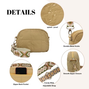 Bolso Bandolera de Nylon Acolchado para Mujer, con Correa de Hombro Ajustable de Jacquard, Suministro de Fábrica - Product Image 3