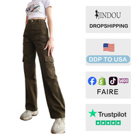 Pantalon cargo personnalisé avec logo 2026, vente en gros, pantalon décontracté pour femmes, vêtements pour femmes, pantalon taille haute avec poches