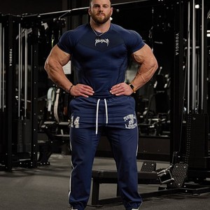 T-Shirt da Allenamento a <span class=keywords><strong>Pois</strong></span> per Uomo con Logo Personalizzato, Maglietta Aderente ad Alta Elasticità a Maniche Corte, Traspirante ed Elastica per Palestra - Product Image 3
