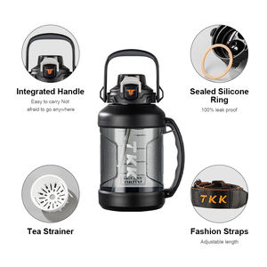 Bouteille d'eau de sport Tritan sans BPA de 2000 ml (64 oz) en gros, écologique, pour camping, gym, fitness, avec paille et marqueur de temps - Product Image 6
