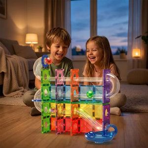 Giocattoli Fai-da-Te, Blocchi Magnetici da Costruzione 115 Pezzi, Pista per <span class=keywords><strong>Biglie</strong></span> Luminose, Labirinto Magnetico per Bambini - Product Image 3