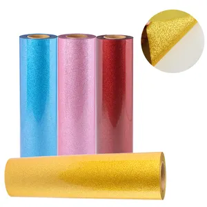 Glitter trasferimento di calore in vinile all'ingrosso htv rolls 12in x 8 ft stampa a caldo su vinile per T-shirt 10 colori assortiti htv