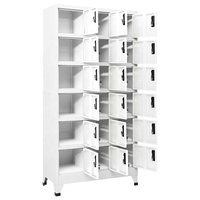 Armoire de classement autoportante en acier blanc à 18 compartiments, design moderne, réglable, avec aérations durables, pour bureau à domicile et appartement