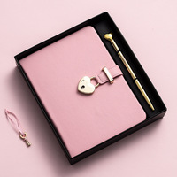 Organisateur personnalisé, couverture rigide, agenda en cuir PU avec serrure, A5, fille, femme, carnet rose