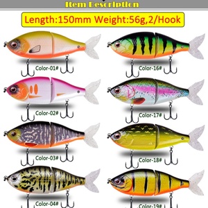 Nouveau produit 2024, leurre <span class=keywords><strong>de</strong></span> pêche en plastique articulé <span class=keywords><strong>de</strong></span> 150 mm, 56 g, coulant, obèse, <span class=keywords><strong>chasseur</strong></span>, queue souple, 2 sections, jerkbait, swimbait - Product Image 3