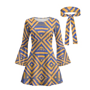 Elegante Vestido Corto Vintage para Mujer con Diseño Polinesio Tapa, Sexy Vestido Occidental Color Caqui con Mangas Largas y Bufanda para Fiesta - Product Image 5