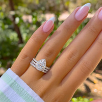 Bague de fiançailles et de mariage de luxe pour femme, double halo goutte d'eau, idéale pour un cadeau ou une fête d'anniversaire – Vente chaude