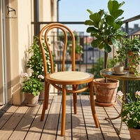 Chaise de salle à manger en bois massif élégante du fabricant, en rotin ou en cuir, stable pour salle à manger ou café