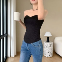 Camisole bustier sexy décontractée sans bretelles pour femme, en coton et élasthanne respirant, noire, pour l'été, à porter en intérieur ou en extérieur
