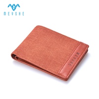 Dompet penyimpan kartu merek kulit asli dan kanvas Vintage kualitas tinggi mode kustom pabrik untuk pria