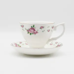 Nhà Máy Giá vàng rim tốt phong cách Châu Âu xương Trung Quốc Tea Cup và chiếc đĩa cho buổi chiều trà