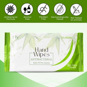 Lingettes pour les mains emballées individuellement de qualité supérieure Lingettes humides antibactériennes écologiques à l'aloe vera pour le voyage - Product Image 2