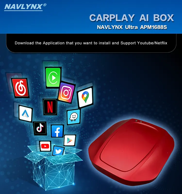 NAVLYNX CarPlayAIボックスワイヤレスCarPlayワイヤレスAndroid自動マルチメディアカープレイTVボックスforNetflix YouTube 8 128 5G LTE GPS