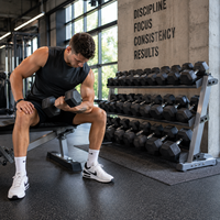 Ensemble d'haltères hexagonales en caoutchouc noir personnalisé pour hommes pour l'entraînement des bras - Équipement de musculation de fitness