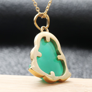 Yunnique – collier avec pendentif bouddha en acier inoxydable, couleur or, serti de pierres, cadeau pour femmes, 27079 - Product Image 2