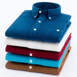 Camicia da Uomo in Velluto a Coste, Tinta Unita, Maniche Lunghe, Vestibilità Slim, Casual, con Colletto e Bottoni, per Uso Quotidiano e Formale, <span class=keywords><strong>Polo</strong></span> Economica <span class=keywords><strong>Oversize</strong></span> - Product Image 1