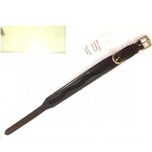 Collar de perro de lujo Canal vacío Diseño de serpiente Acolchado de cuero de alta calidad Metal de latón a rayas personalizable - Product Image 1