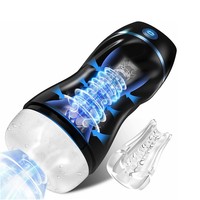 Vibrador de Bolsillo con 7 Modos de Vibración y Succión, Masturbador Masculino con Textura Realista en 3D, Bomba de Pene, Juguetes Sexuales para Hombres Adultos