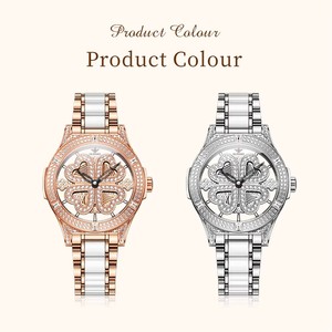Reloj OUPINKE 3279 para Mujer, Reloj de Cuarzo de Lujo con Diamantes, Importado de Suiza, Elegante Reloj de Mujer con Cerámica Giratoria en Oro Rosa - Product Image 4
