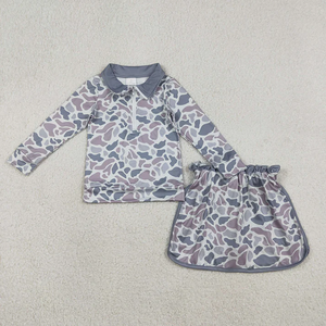 Conjunto de Ropa para Niñas con Sudadera con Cremallera y Estampado de Camuflaje, Falda y Pantalones Cortos - Product Image 2
