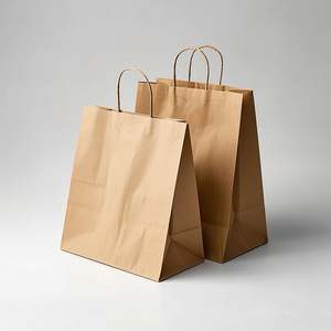 KM Reusable Take-Out Brown Paper <b>Bags</b> with Handles Medium-sized Gift <b>Bags</b> with Handles for Party Favor Grocery Shopping Retail - Product Image 5
