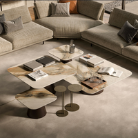 Meubles de luxe au design de mode Table centrale en métal gris doré Ensemble de tables basses pour salon