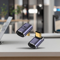 Adaptateur Rallonge USB-C Femelle vers Mâle Coudé à 90 Degrés vers le Haut, Supporte le Transfert de Données 40 Gbit/s et la Vidéo 8K 60 Hz pour Ordinateurs Portables et Téléphones
