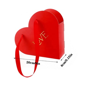 Cajas de flores en forma de corazón San Valentín <span class=keywords><strong>para</strong></span> arreglos Bolsa floral de papel con asa Cesta <span class=keywords><strong>para</strong></span> boda Floristería Despedida de soltera - Product Image 4