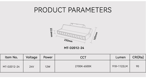 DC 24V 12W Sistema de luz de pista LED plegable 90 grados Inclinado 2700K-6500K Luz de pista magnética - Product Image 4