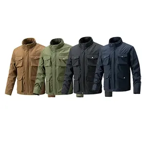 Hot Sale Winter Male Casual Pure Color Zipper Business Coat Trendy Cargo Stand Collar Bomber Jacket For Men