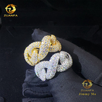 Vente au détail Nouveautés Mode Homme Bijoux Glacé Hip Hop Trois Rangées Pierre VVS Moissanite 925 Sterling Silver Miami Cuban Ring