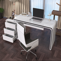 Escritorio Modular Moderno de Madera Blanca para Laptop, para Oficina en Casa o Estudio Pequeño, con Acabado Lacado Simple
